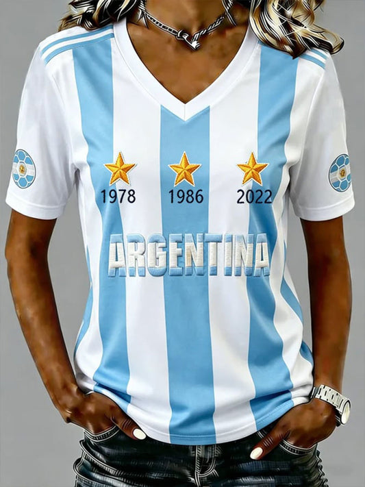 Women's Argentina Football Short-sleeved T-shirt