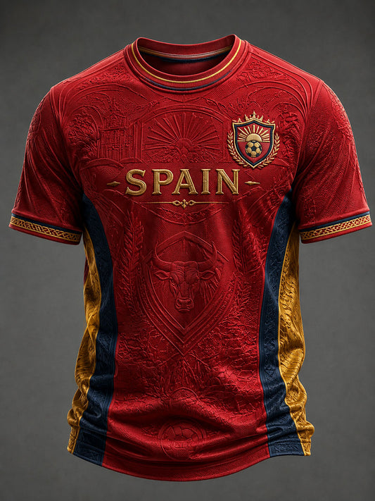 Men's Spanish Football Printed T-shirt