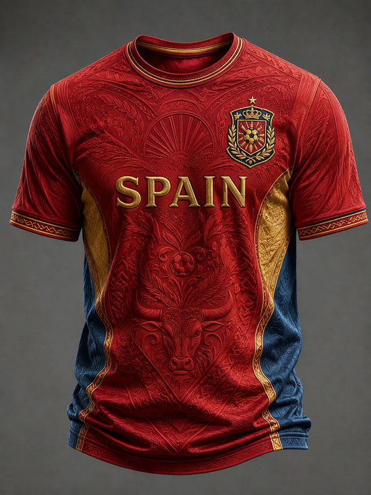 Men's Spanish Football Printed T-shirt