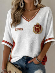 Women's Spanish Football Print Casual T-shirt