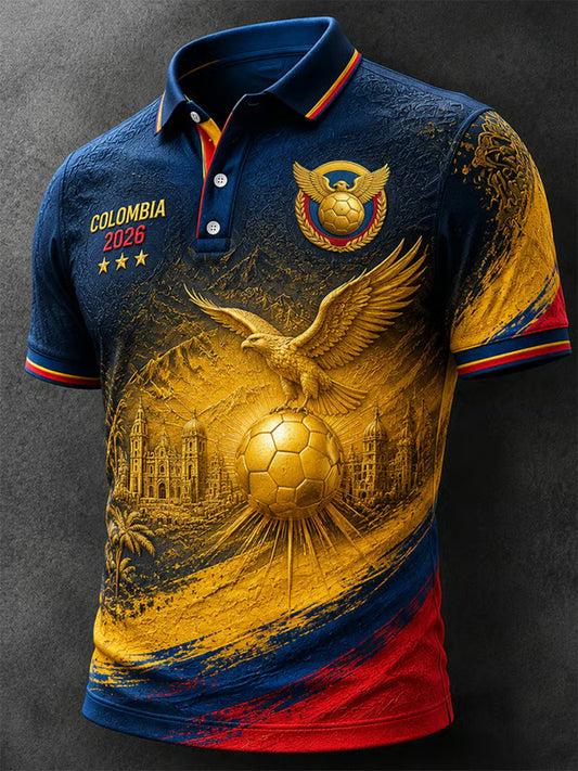 Men's 2026 Colombia Football Print Casual polo shirt