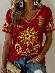 Women's Gift For Football Fans Print Casual V-Neck Tee