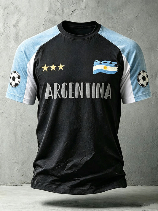 Men's  star football team cheering casual short sleeve t-shirt