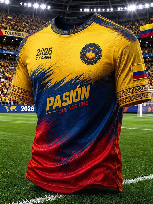 Men's 2026 Colombia Football Print Casual Unisex T-Shirt
