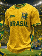 Men's Brazil Football Fan Gift Short Sleeve T-shirt