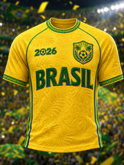 Men's Brazil Football Fan Gift Short Sleeve T-shirt