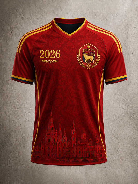 Men's Spain Football V-neck T-shirt