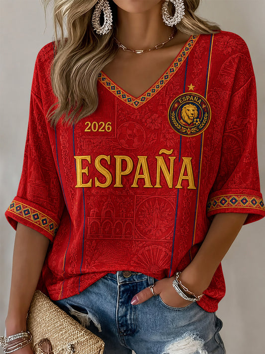 Women's Gift For Soccer Fans Print Casual Half-Sleeve V-Neck T-Shirt