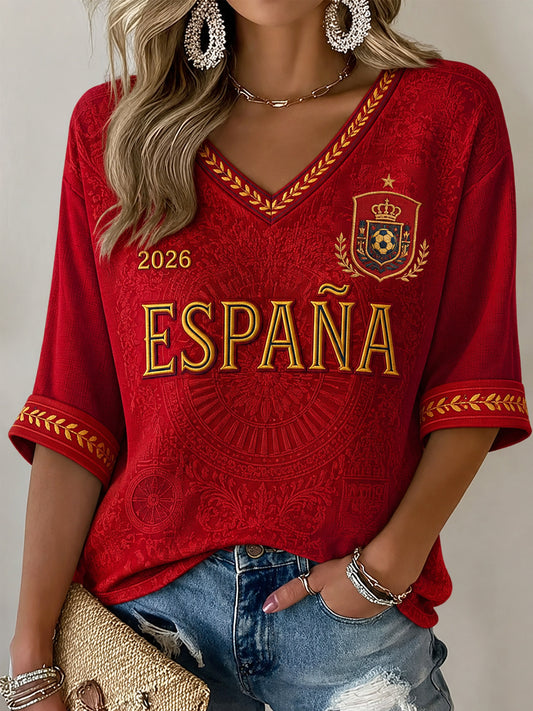 Women's Gift For Soccer Fans Print Casual Half-Sleeve V-Neck T-Shirt