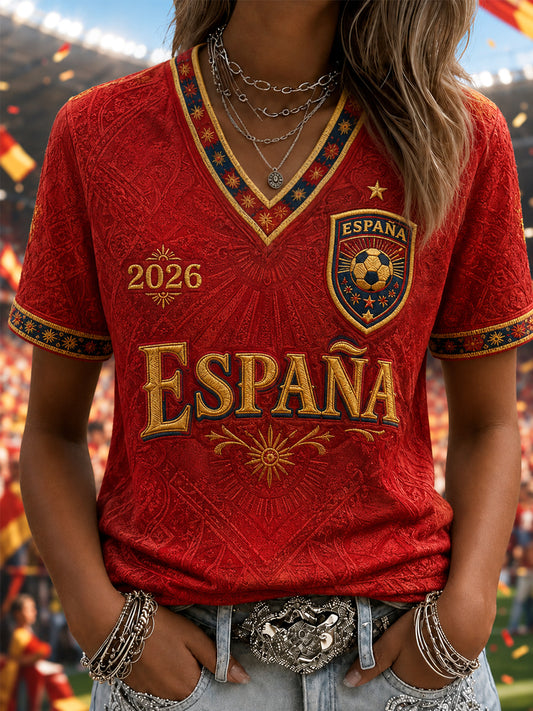 Women's Gift For Soccer Fans Print Casual V-Neck Tee