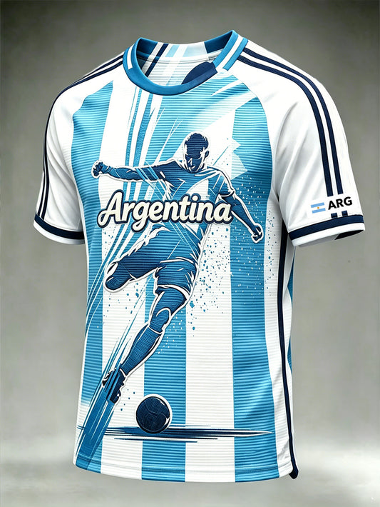 Men's popular football team cheering casual short sleeve t-shirt