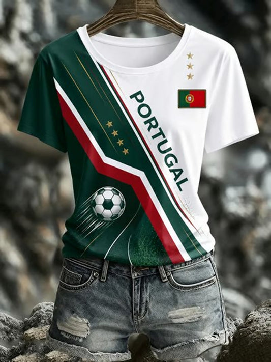 Women's Portuguese Football Printed T-shirt