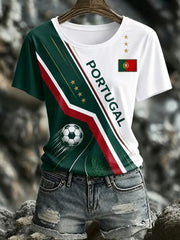 Women's Portuguese Football Printed T-shirt