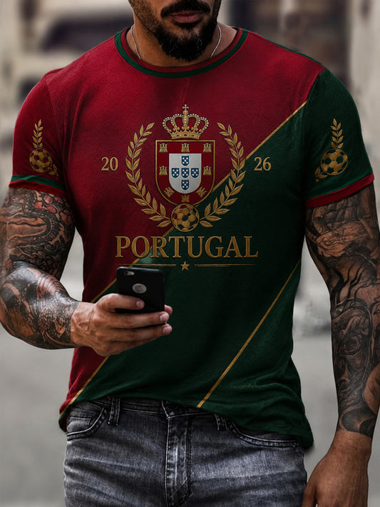 Men's Portuguese Football Printed T-shirt