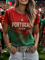Women's Portuguese Football Printed T-shirt