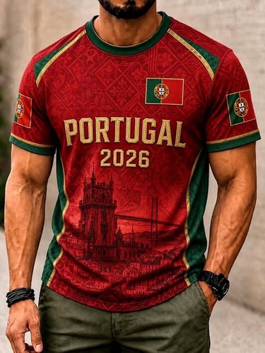 Men's Portuguese Football Printed T-shirt
