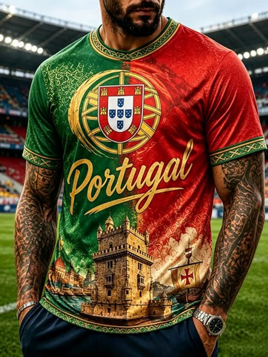 Men's Portuguese Football Printed T-shirt