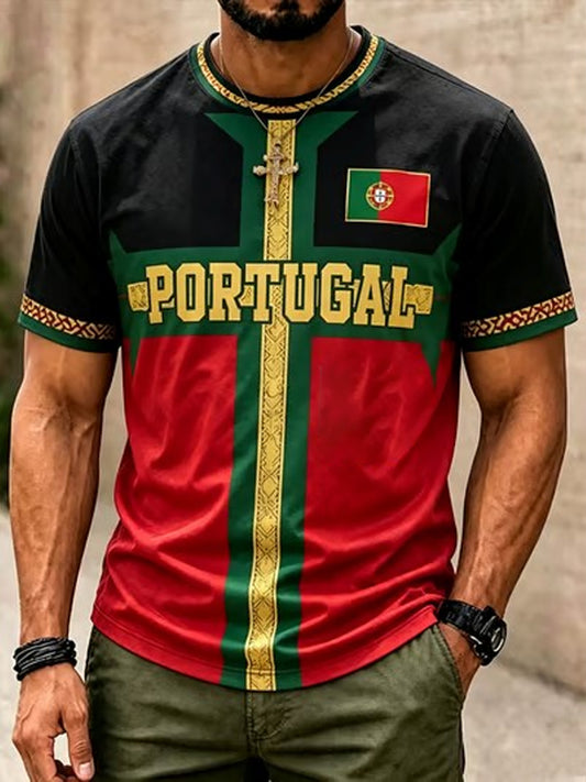 Men's Portuguese Football Printed T-shirt
