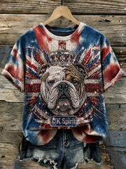 Women's British Bulldog Union Jack Print T-shirt