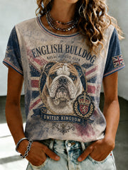 Women's British Bulldog Union Jack Print T-shirt