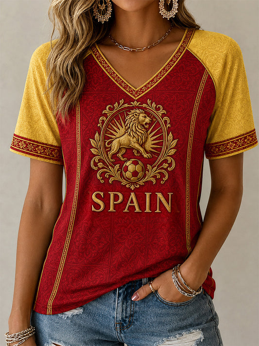 Women's Gift For Football Fans Print Casual V-Neck Tee