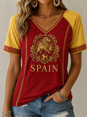 Women's Gift For Football Fans Print Casual V-Neck Tee