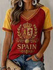 Women's Gift For Football Fans Print Casual V-Neck Tee