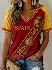 Women's Gift For Football Fans Print Casual V-Neck Tee