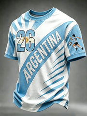 Men's 2026 Argentina Football Inspired Pattern Print Short Sleeves T-shirt