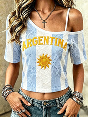 Women's Argentina 2026 Football Inspired Printed T-shirt