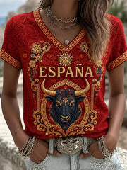 Women's Gift For Football Fans Print Casual V-Neck Tee