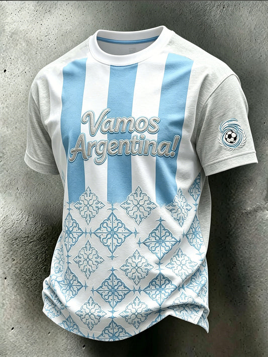 Men's popular football team cheering casual short sleeve T-shirt