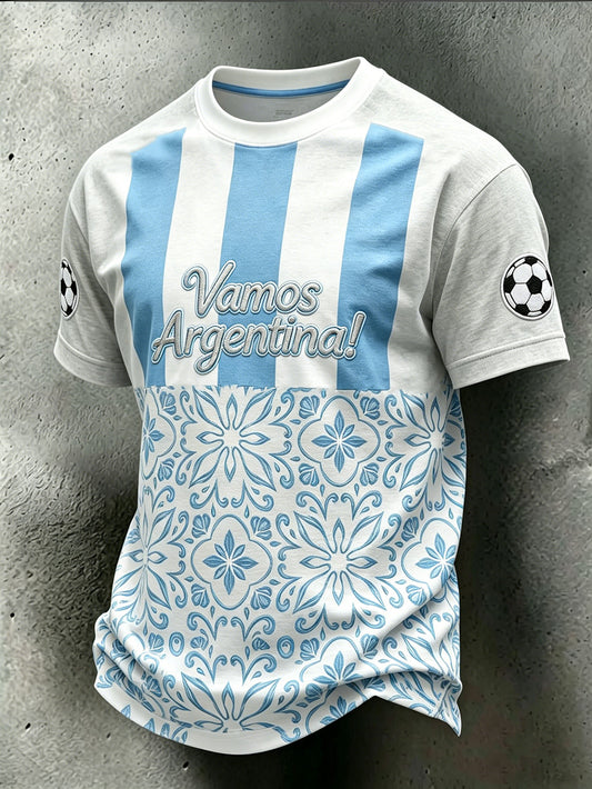 Men's popular football team cheering casual short sleeve T-shirt