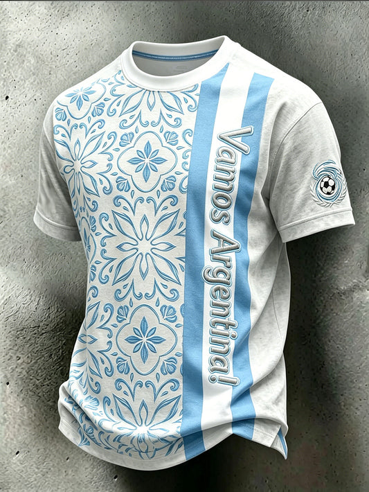 Men's popular football team cheering casual short sleeve T-shirt