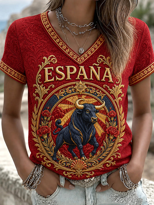 Women's Gift For Football Fans Print Casual V-Neck Tee