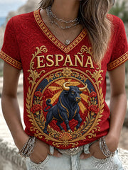 Women's Gift For Football Fans Print Casual V-Neck Tee