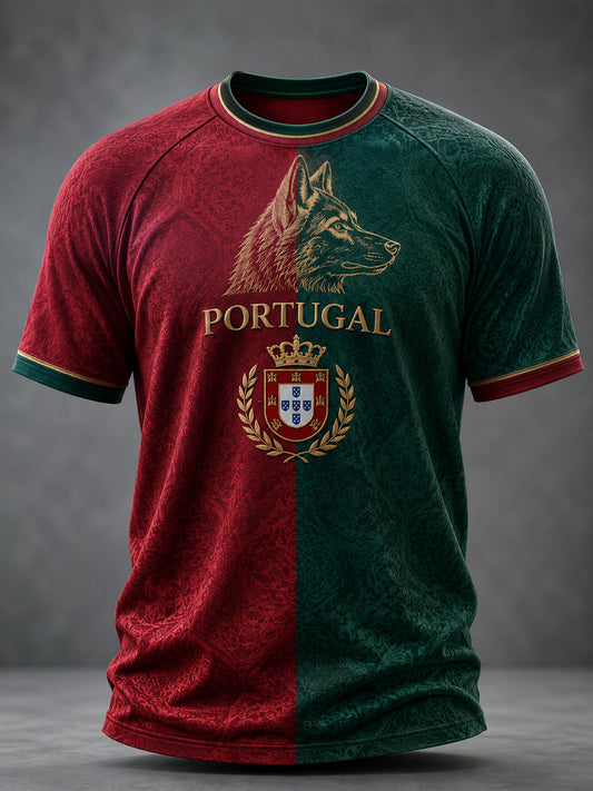 Men's Portuguese Football Printed Casual short sleeves t-shirt