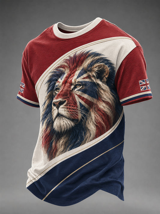 Herren T-Shirt mit britischem Löwen-Print