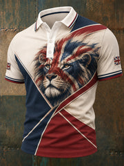 Men's British Lion Print Casual Polo