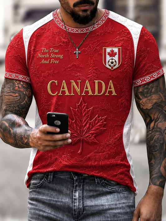 Herren Canada Soccer bedrucktes Freizeit-T-Shirt