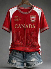 Women's Canada Soccer Print Casual T-Shirt