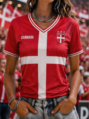 Women's Denmark Football Short-sleeved T-shirt