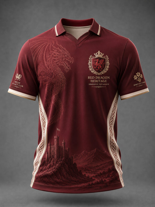 Herren T-Shirt mit walisischem Drachen-Print