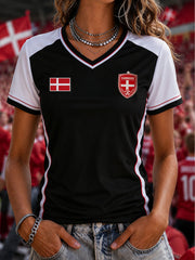 Women's Denmark Football Short-sleeved T-shirt