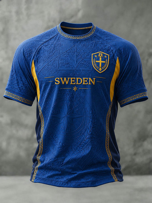 Men's Sweden Football Printed T-Shirt