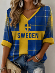 Women's Swedish Football Print Casual T-shirt
