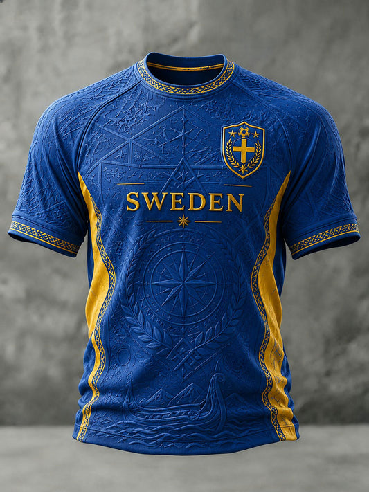 Men's Sweden Football Printed T-Shirt