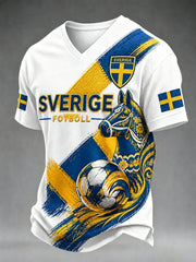 Men's Swedish Football V-neck T-shirt