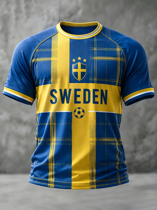 Men's Swedish Football Printed Casual short sleeves t-shirt