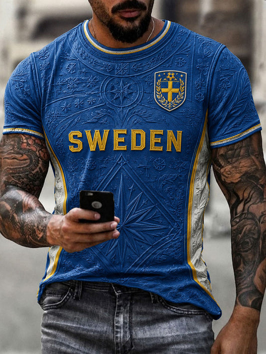 Men's Sweden Football Printed T-Shirt